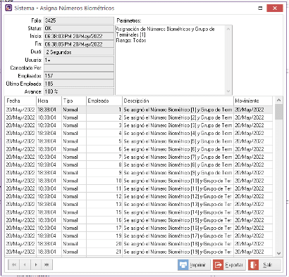 Bitácora de números biométricos 