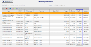 Saldo de ahorros y préstamos