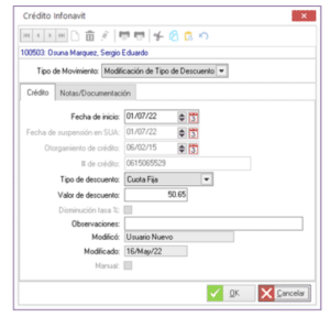Crédito Infonavit - Nueva casilla de verificación 