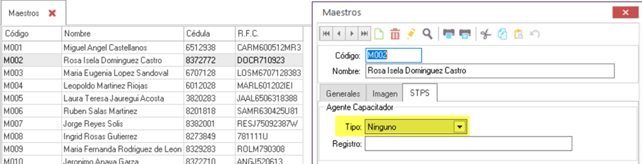 Maestro con datos incompletos