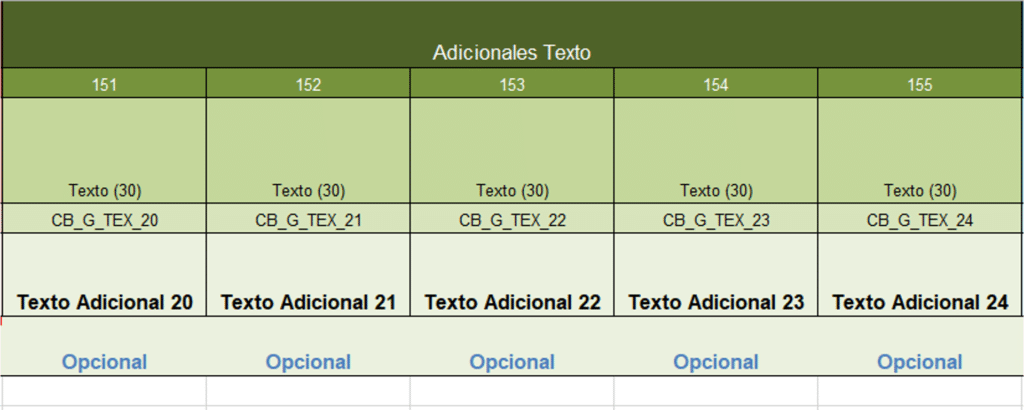 Ejemplo de estructura del formato para el proceso completo de Alta: Datos adicionales del empleado texto.