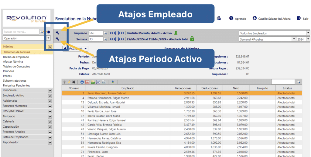 Atajos en Revolution en la nube