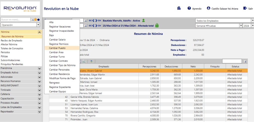 Atajos para empleados Activos en Revolution en la nube