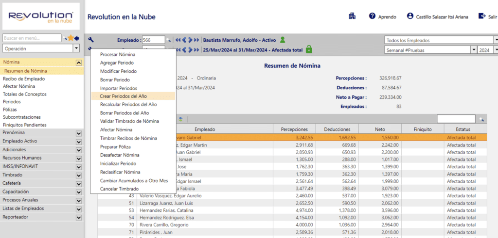 Atajos para Periodos Activos en Revolution en la nube