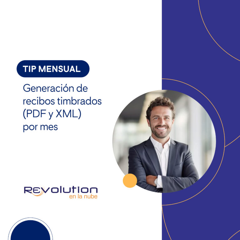 Genera y descarga recibos timbrados de nómina en PDF y XML por mes con Revolution, de forma fácil, rápida y organizada para tu control interno.